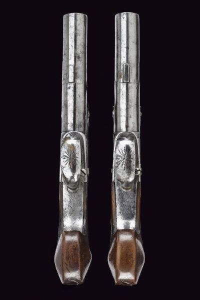 Paio di mazzagatti a pietra focaia in cassetta  - Asta Rare Armi Antiche e Militaria da tutto il mondo - Associazione Nazionale - Case d'Asta italiane