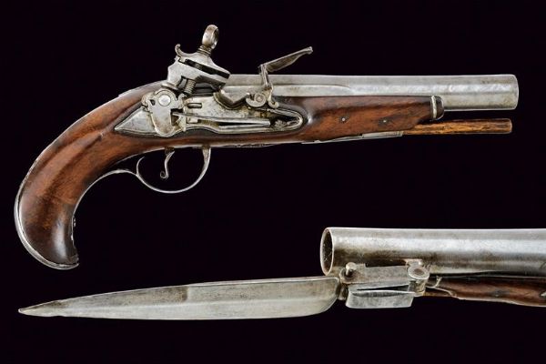 Rara pistola alla micheletta con baionetta pieghevole  - Asta Rare Armi Antiche e Militaria da tutto il mondo - Associazione Nazionale - Case d'Asta italiane