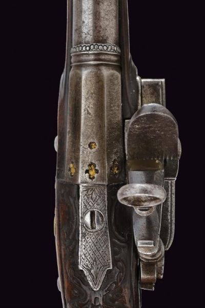 Pistola a pietra focaia alla romana da viaggio  - Asta Rare Armi Antiche e Militaria da tutto il mondo - Associazione Nazionale - Case d'Asta italiane