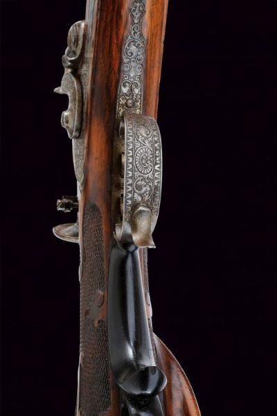 Bellissimo fucile da tiro a luminello di Zoller decorato con scene dalla leggenda di Guglielmo Tell  - Asta Rare Armi Antiche e Militaria da tutto il mondo - Associazione Nazionale - Case d'Asta italiane