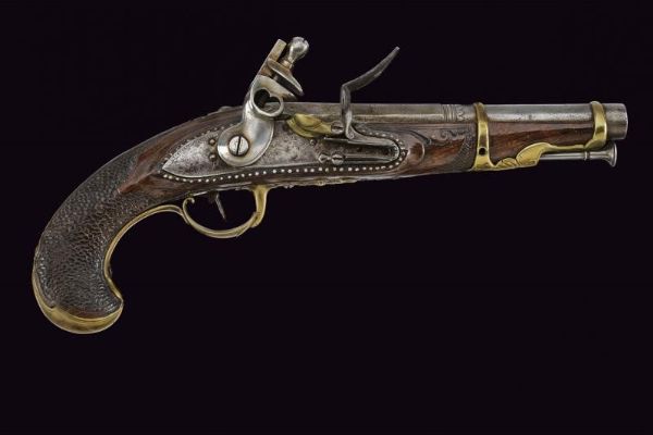 Pistola a pietra focaia da ufficiale  - Asta Rare Armi Antiche e Militaria da tutto il mondo - Associazione Nazionale - Case d'Asta italiane