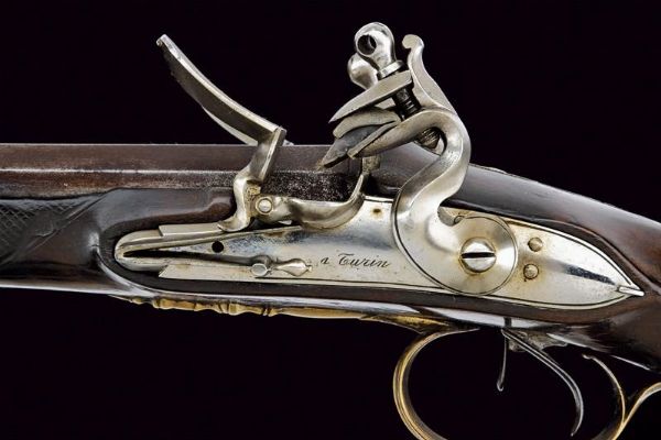 Doppietta a pietra focaia di G. Scalafiot  - Asta Rare Armi Antiche e Militaria da tutto il mondo - Associazione Nazionale - Case d'Asta italiane