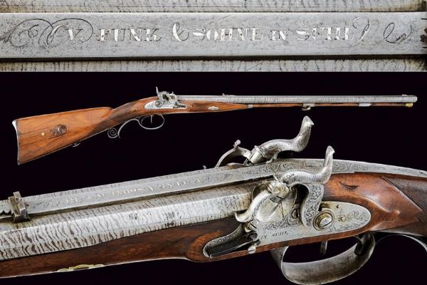 Bella doppietta a luminello di V. Funk & S�hne  - Asta Rare Armi Antiche e Militaria da tutto il mondo - Associazione Nazionale - Case d'Asta italiane