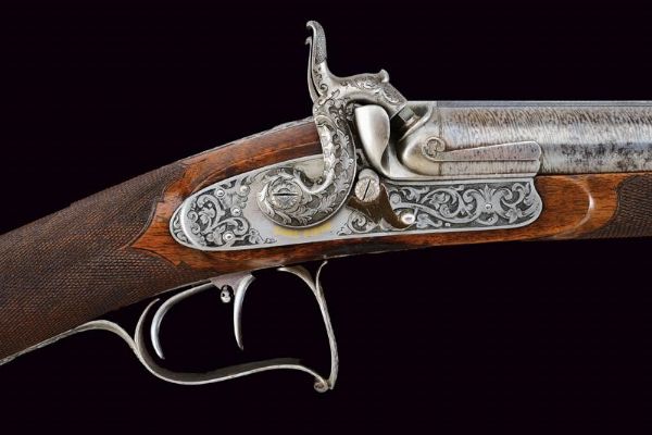 Bellissima doppietta a luminello di Karl Pirko per la caccia al cinghiale  - Asta Rare Armi Antiche e Militaria da tutto il mondo - Associazione Nazionale - Case d'Asta italiane