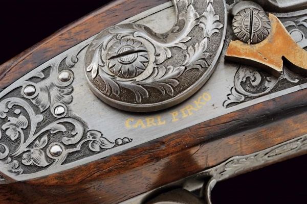 Bellissima doppietta a luminello di Karl Pirko per la caccia al cinghiale  - Asta Rare Armi Antiche e Militaria da tutto il mondo - Associazione Nazionale - Case d'Asta italiane