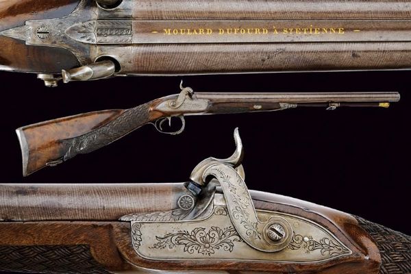 Bellissima doppietta a luminello di Moulard Dufourd con canne corte  - Asta Rare Armi Antiche e Militaria da tutto il mondo - Associazione Nazionale - Case d'Asta italiane