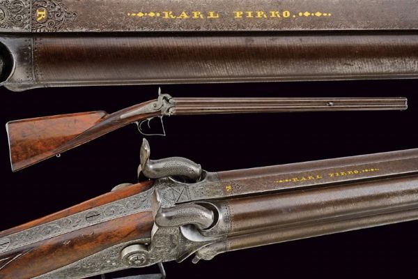 Bellissimo e raro fucile a luminello a quattro canne di Karl Pirko  - Asta Rare Armi Antiche e Militaria da tutto il mondo - Associazione Nazionale - Case d'Asta italiane