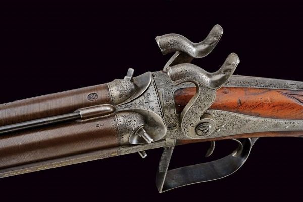 Bellissimo e raro fucile a luminello a quattro canne di Karl Pirko  - Asta Rare Armi Antiche e Militaria da tutto il mondo - Associazione Nazionale - Case d'Asta italiane