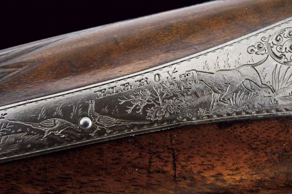 Bellissimo e raro fucile a luminello a quattro canne di Karl Pirko  - Asta Rare Armi Antiche e Militaria da tutto il mondo - Associazione Nazionale - Case d'Asta italiane