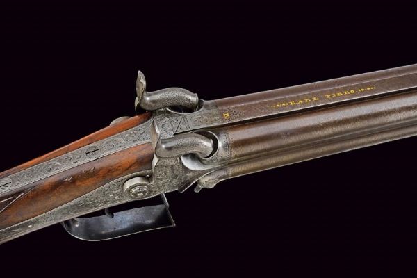 Bellissimo e raro fucile a luminello a quattro canne di Karl Pirko  - Asta Rare Armi Antiche e Militaria da tutto il mondo - Associazione Nazionale - Case d'Asta italiane