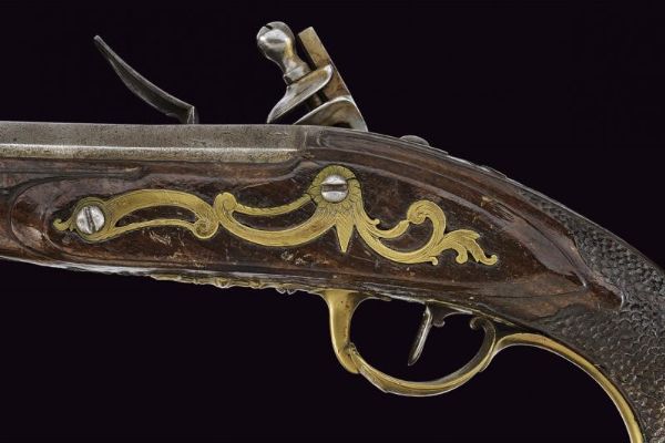 Pistola a pietra focaia da ufficiale  - Asta Rare Armi Antiche e Militaria da tutto il mondo - Associazione Nazionale - Case d'Asta italiane