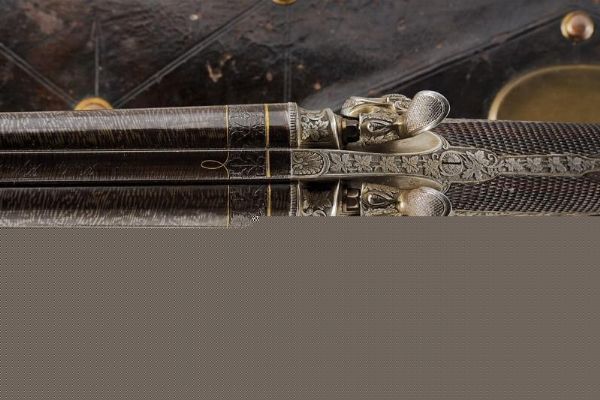 Straordinaria doppietta a percussione centrale di Haetge in cassetta  - Asta Rare Armi Antiche e Militaria da tutto il mondo - Associazione Nazionale - Case d'Asta italiane