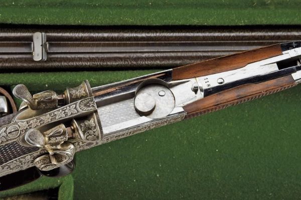 Straordinaria doppietta a percussione centrale di Haetge in cassetta  - Asta Rare Armi Antiche e Militaria da tutto il mondo - Associazione Nazionale - Case d'Asta italiane