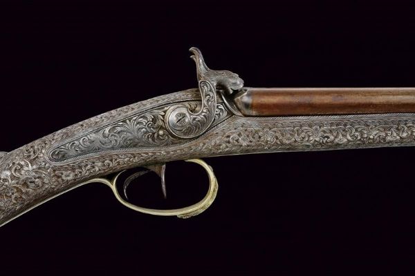 Notevole e rara doppietta a luminello con intagli  - Asta Rare Armi Antiche e Militaria da tutto il mondo - Associazione Nazionale - Case d'Asta italiane