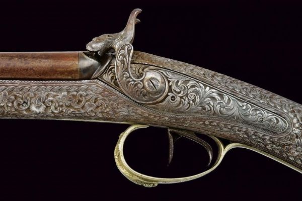 Notevole e rara doppietta a luminello con intagli  - Asta Rare Armi Antiche e Militaria da tutto il mondo - Associazione Nazionale - Case d'Asta italiane