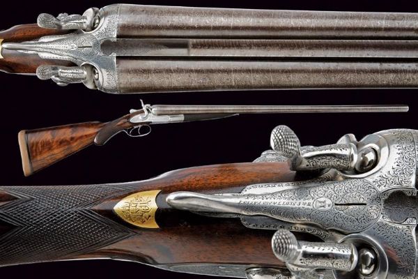 Bellissima doppietta a percussione centrale a cani esterni di W. & C. Scott & Sons  - Asta Rare Armi Antiche e Militaria da tutto il mondo - Associazione Nazionale - Case d'Asta italiane