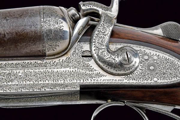 Bellissima doppietta a percussione centrale a cani esterni di W. & C. Scott & Sons  - Asta Rare Armi Antiche e Militaria da tutto il mondo - Associazione Nazionale - Case d'Asta italiane