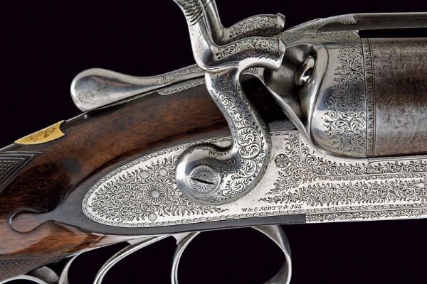 Bellissima doppietta a percussione centrale a cani esterni di W. & C. Scott & Sons  - Asta Rare Armi Antiche e Militaria da tutto il mondo - Associazione Nazionale - Case d'Asta italiane