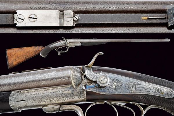 Bella doppietta a percussione centrale a cani esterni di Lancaster  - Asta Rare Armi Antiche e Militaria da tutto il mondo - Associazione Nazionale - Case d'Asta italiane