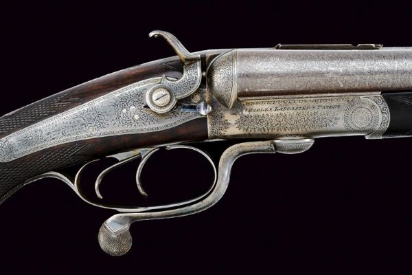 Bella doppietta a percussione centrale a cani esterni di Lancaster  - Asta Rare Armi Antiche e Militaria da tutto il mondo - Associazione Nazionale - Case d'Asta italiane