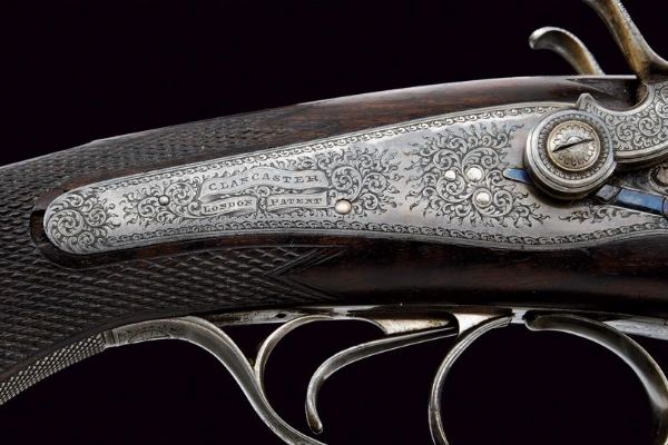 Bella doppietta a percussione centrale a cani esterni di Lancaster  - Asta Rare Armi Antiche e Militaria da tutto il mondo - Associazione Nazionale - Case d'Asta italiane