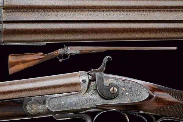 Doppietta a percussione centrale di Moore & Grey  - Asta Rare Armi Antiche e Militaria da tutto il mondo - Associazione Nazionale - Case d'Asta italiane