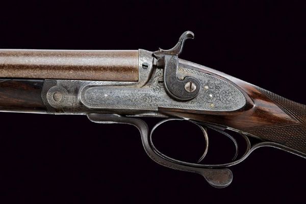 Doppietta a percussione centrale di Moore & Grey  - Asta Rare Armi Antiche e Militaria da tutto il mondo - Associazione Nazionale - Case d'Asta italiane