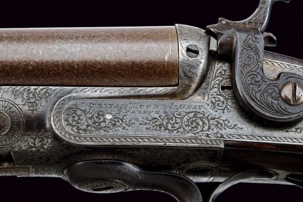 Doppietta a percussione centrale di Moore & Grey  - Asta Rare Armi Antiche e Militaria da tutto il mondo - Associazione Nazionale - Case d'Asta italiane