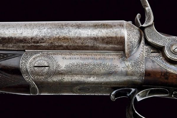 Bella doppietta a percussione centrale a cani esterni di Lancaster  - Asta Rare Armi Antiche e Militaria da tutto il mondo - Associazione Nazionale - Case d'Asta italiane