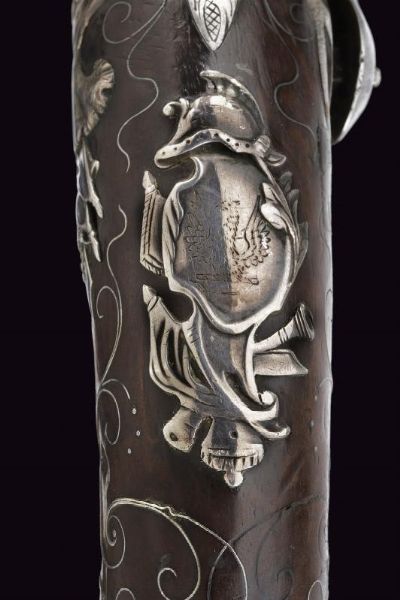 Pistola Queen Anne a pietra focaia con fornimenti in argento di Wilson  - Asta Rare Armi Antiche e Militaria da tutto il mondo - Associazione Nazionale - Case d'Asta italiane