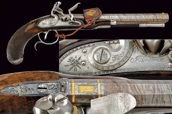 Bella pistola a pietra focaia di M. Dermot  - Asta Rare Armi Antiche e Militaria da tutto il mondo - Associazione Nazionale - Case d'Asta italiane