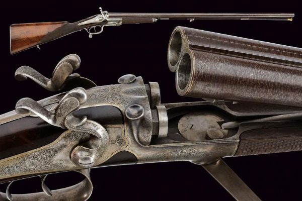 Rarissima doppietta a percussione centrale a cani esterni di Alessandro Toschi  - Asta Rare Armi Antiche e Militaria da tutto il mondo - Associazione Nazionale - Case d'Asta italiane