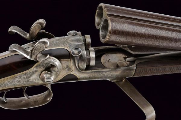 Rarissima doppietta a percussione centrale a cani esterni di Alessandro Toschi  - Asta Rare Armi Antiche e Militaria da tutto il mondo - Associazione Nazionale - Case d'Asta italiane