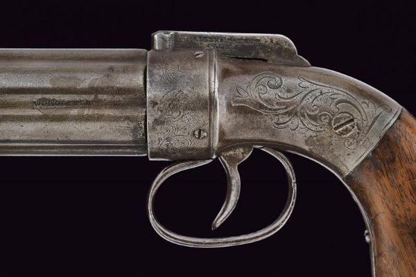 Pepperbox-revolver a luminello in cassetta di Allen & Thurber  - Asta Rare Armi Antiche e Militaria da tutto il mondo - Associazione Nazionale - Case d'Asta italiane