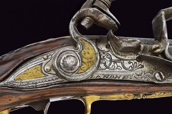 Bella pistola a pietra focaia da fonda di Zanoni  - Asta Rare Armi Antiche e Militaria da tutto il mondo - Associazione Nazionale - Case d'Asta italiane