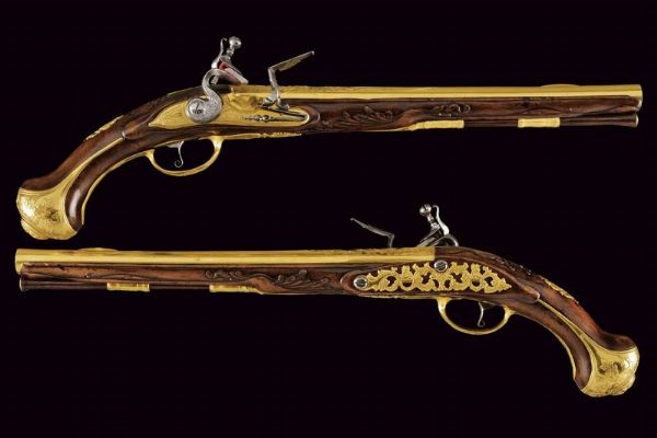 Raro paio di pistole a pietra focaia di Daniel Thiermay appartenute al Duca di Wurttemberg  - Asta Rare Armi Antiche e Militaria da tutto il mondo - Associazione Nazionale - Case d'Asta italiane