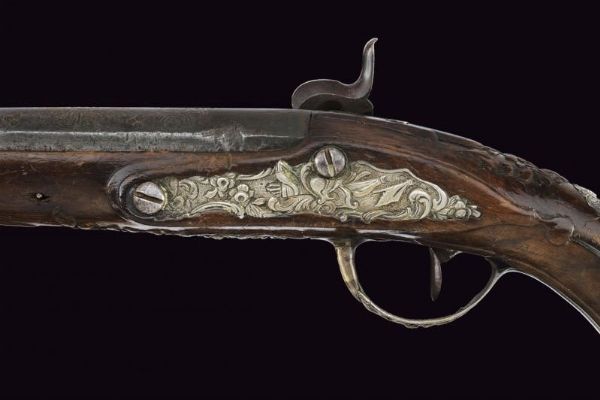 Pistola di Rousset ridotta a luminello, con fornimenti in argento  - Asta Rare Armi Antiche e Militaria da tutto il mondo - Associazione Nazionale - Case d'Asta italiane