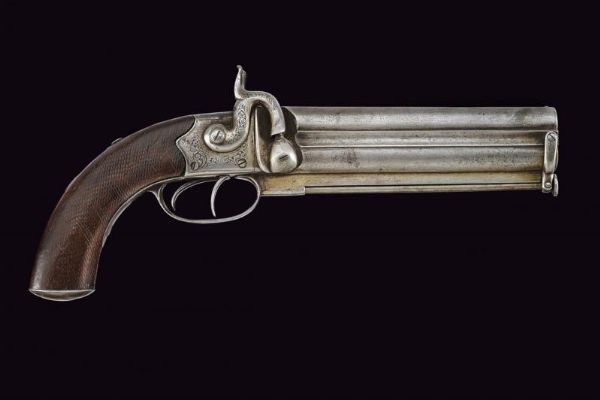 Pistola a luminello a due canne sovrapposte di Karabegof  - Asta Rare Armi Antiche e Militaria da tutto il mondo - Associazione Nazionale - Case d'Asta italiane