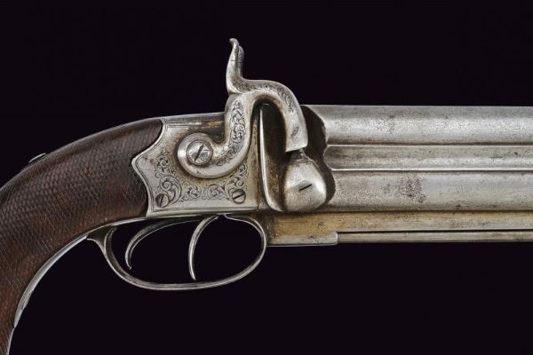 Pistola a luminello a due canne sovrapposte di Karabegof  - Asta Rare Armi Antiche e Militaria da tutto il mondo - Associazione Nazionale - Case d'Asta italiane