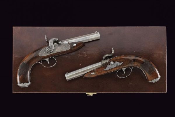 Paio di pistole a luminello da viaggio di Carl Pirko  - Asta Rare Armi Antiche e Militaria da tutto il mondo - Associazione Nazionale - Case d'Asta italiane
