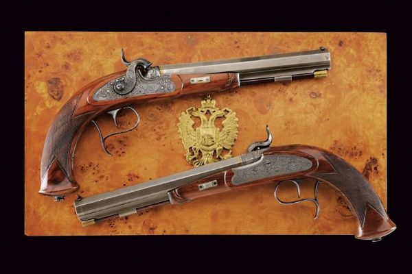 Paio di straordinarie di pistole a luminello di Carl Pirko  - Asta Rare Armi Antiche e Militaria da tutto il mondo - Associazione Nazionale - Case d'Asta italiane