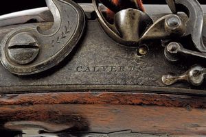 Pistola a pietra focaia da viaggio firmata Calvert  - Asta Rare Armi Antiche e Militaria da tutto il mondo - Associazione Nazionale - Case d'Asta italiane