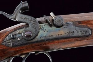 Paio di pistole a luminello di Sutherland in cassetta  - Asta Rare Armi Antiche e Militaria da tutto il mondo - Associazione Nazionale - Case d'Asta italiane