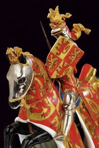 Statua in porcellana raffigurante Owain ap Gruffydd detto Owain Glyndwr  - Asta Rare Armi Antiche e Militaria da tutto il mondo - Associazione Nazionale - Case d'Asta italiane