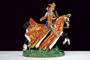 Statua in porcellana raffigurante Owain ap Gruffydd detto Owain Glyndwr  - Asta Rare Armi Antiche e Militaria da tutto il mondo - Associazione Nazionale - Case d'Asta italiane