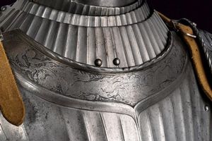 Fantastica armatura completa alla Massimiliana con incisioni  - Asta Rare Armi Antiche e Militaria da tutto il mondo - Associazione Nazionale - Case d'Asta italiane