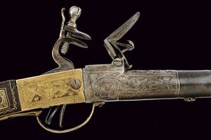 Lungo mazzagatto a pietra focaia per il mercato orientale  - Asta Rare Armi Antiche e Militaria da tutto il mondo - Associazione Nazionale - Case d'Asta italiane