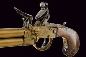 Mazzagatto a pietra focaia a due canne sovrapposte da marina  - Asta Rare Armi Antiche e Militaria da tutto il mondo - Associazione Nazionale - Case d'Asta italiane