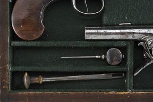 Paio di mazzagatti a pietra focaia in cassetta  - Asta Rare Armi Antiche e Militaria da tutto il mondo - Associazione Nazionale - Case d'Asta italiane