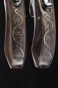 Paio di mazzagatti a pietra focaia in cassetta  - Asta Rare Armi Antiche e Militaria da tutto il mondo - Associazione Nazionale - Case d'Asta italiane